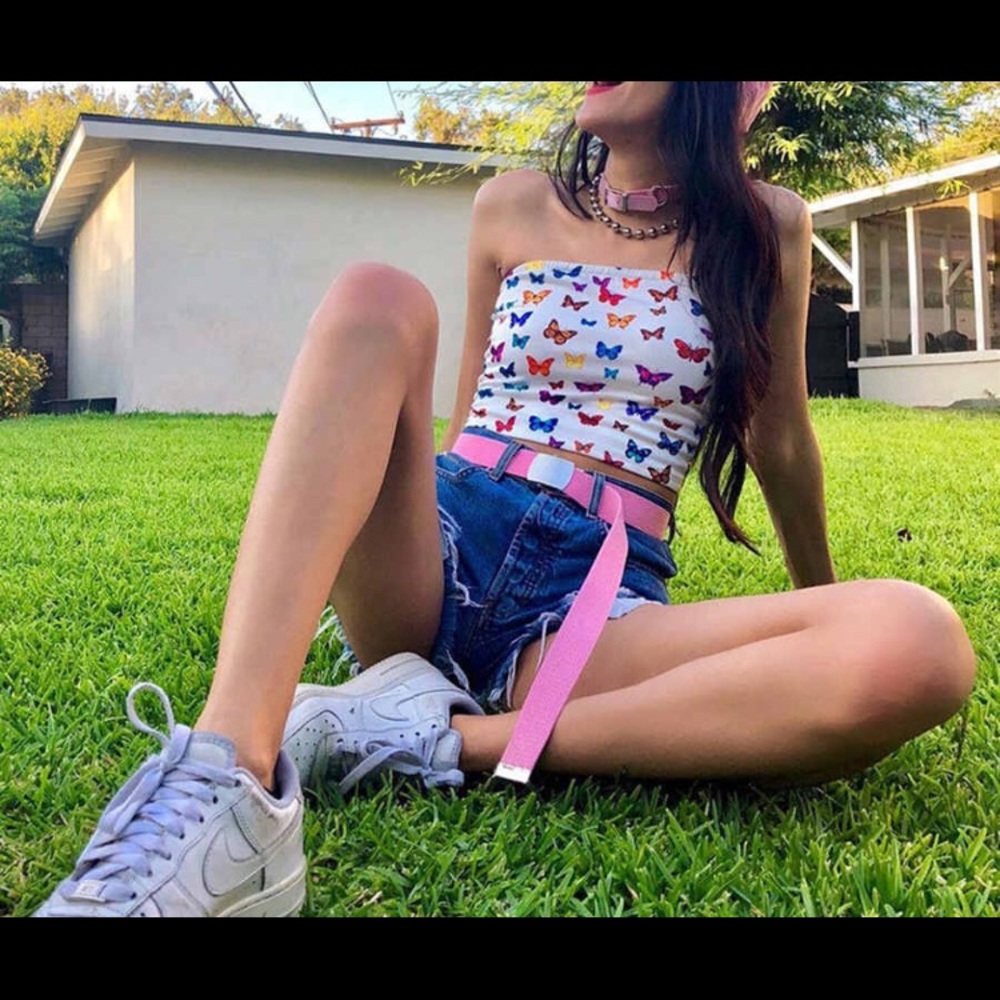 Butterfly Crop Tube Top